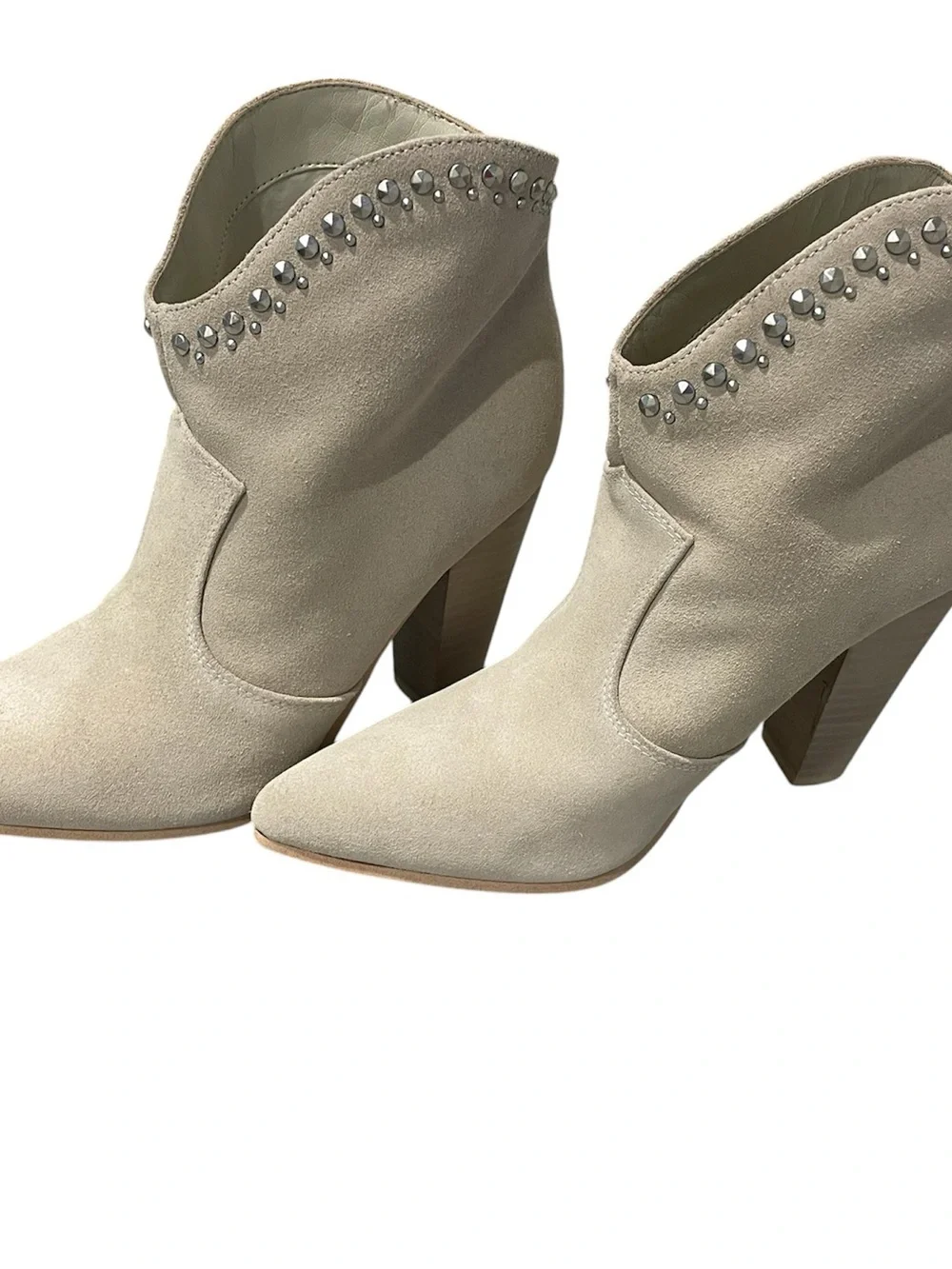 Nine West Rhinestone Studded Suede Ankle Booties Size 8